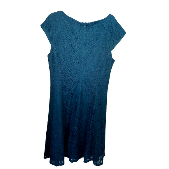 Liz Claiborne Career Dress - Blue Womens Sheath Dress - Lace Style Bold Color - Picture 1 of 3